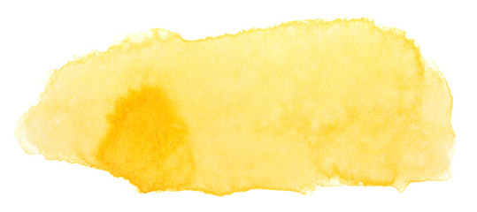 Watercolor yellow stain element. Watercolor texture on paper photo on a white background isolated