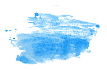 Watercolor stain element blue. Watercolor texture on paper photo on a white background isolated