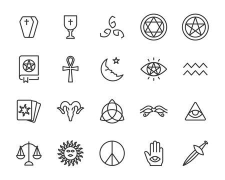 set of occult icons, magic, astrology