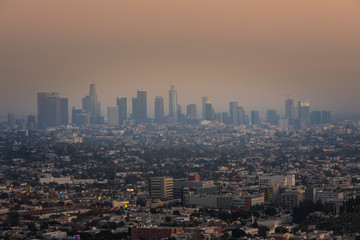 Fototapeta na wymiar Los Angeles downtown view from Griffith Observatory, California, United States.