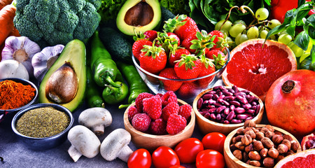 Composition with fresh vegetarian grocery products