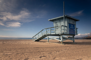 View from Santa Monica beach in Los Angeles, California, United States.