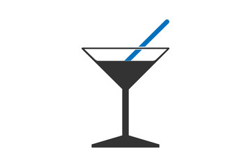 cocktail Icon, wine glass icon Vector illstration