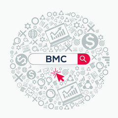 BMC mean (business model canvas) Word written in search bar ,Vector illustration.