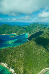 Aerial view tropical Whitsunday Islands Australia