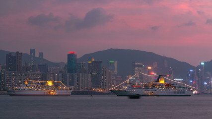 Hong Kong day to night, View from kowloon bay downtown timelapse