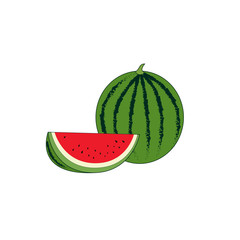 Big watermelon fruit vector illustration.