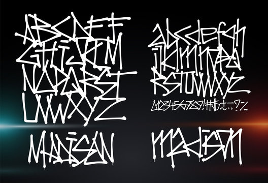 Cyber Font. Letters And Numbers Futuristic Graffiti Vector Font