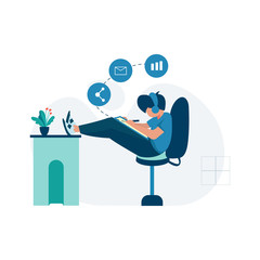 freelancers work and discuss in coworking space vector illustration