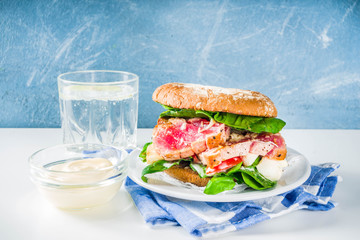 Various seafood and fish burgers assortment