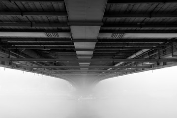 Under of Elisabeth Bridge connecting Buda and Pest across the River Danube