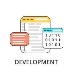 Abstract flat vector illustration of software coding and development concepts. Design elements for mobile and web applications.