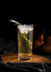 Refreshing beverage with leaf copy space