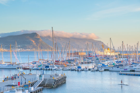 Simons town , cape town , South Africa - October 2018 : Simons Town harbor in the beautyful moring