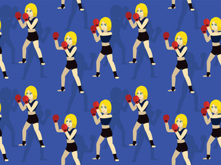 Uppercut Boxing Manga Cartoon Vector Seamless Background Wallpaper-01
