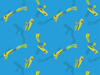 Red Eye Tree Frog Jumping Cartoon Vector Seamless Background Wallpaper-01