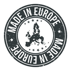Made in Europe Map Quality Original Stamp. Design Vector Art.