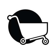 shopping cart illustration, web icon, flat style