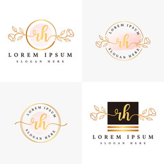 Initial rh feminine logo collections template premium vector