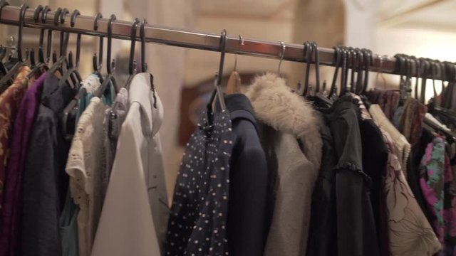 rail clothing rack in a second hand boutique