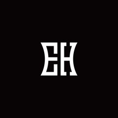 EH monogram logo with curved side style design template