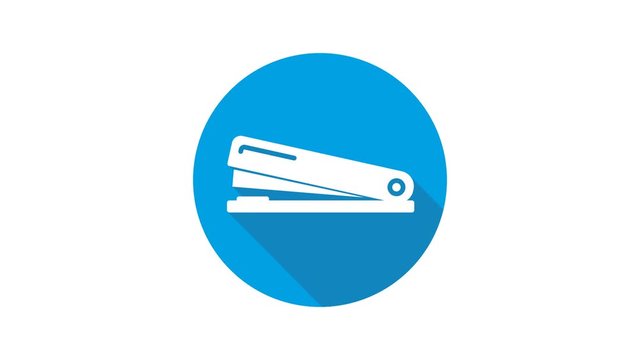 Blue motion graphic icon animation stapler