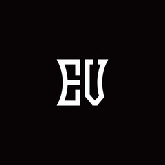 EV monogram logo with curved side style design template