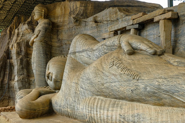 Buddha statues in Gal Vihara in Polonnaruwa, Sri Lanka.