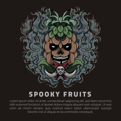 Spooky Fruits with Pineapple Monster illustration