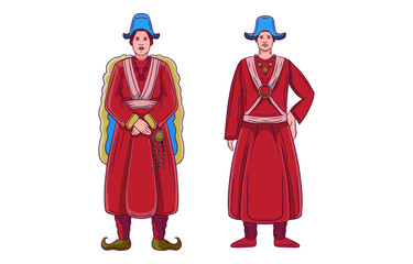 Obraz premium ladakh people standing in traditional dress vector