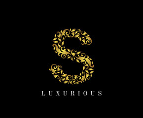 Golden S Luxury Logo Icon, Elegant S Letter Logo Design.
