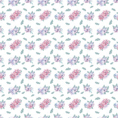 This Modern Pink and Purple Floral Pattern Features a Repeating Flower Background Design with Pastel Colors. Watercolor lotus and cactus flowerts colorful illustration for wedding, clebration, invite