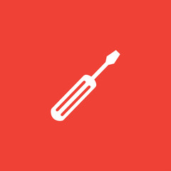 Screwdriver Red Icon On White Background. Red Flat Style Vector Illustration