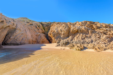 Santa Maria Beach, Cabo San Lucas, Mexico.  Fantastic ocean waves. Rocky and sandy beach.