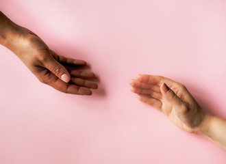 Woman holding hands.