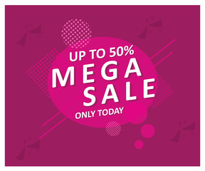 Mega sale banner template design,modern background .Vector illustration