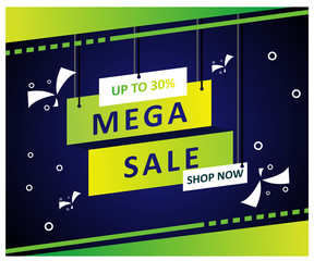 Mega sale banner template design,modern background .Vector illustration