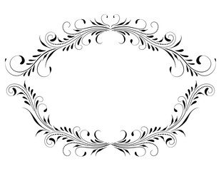 Decorative vintage frame with floral ornament and border in retro style isolated on white
