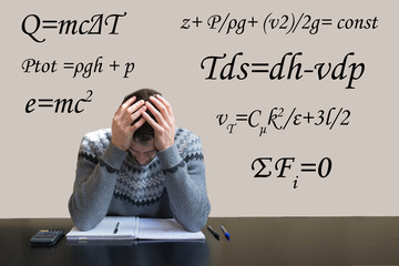 Student having difficulties studying physics and math. Exam failed. Math formulas in the...