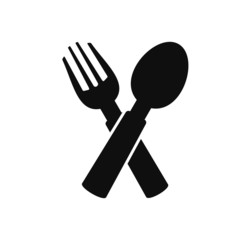 Fork knife spoon graphic symbols. Vector cutlery icons, isolated utensil image or tableware black silhouettes