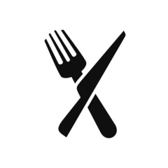 Fork knife spoon graphic symbols. Vector cutlery icons, isolated utensil image or tableware black silhouettes