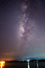 The stars and the milky way in the night sky are very beautiful.