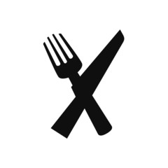 Fork knife spoon graphic symbols. Vector cutlery icons, isolated utensil image or tableware black silhouettes