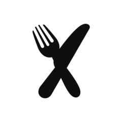 Fork knife spoon graphic symbols. Vector cutlery icons, isolated utensil image or tableware black silhouettes