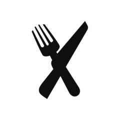 Fork knife spoon graphic symbols. Vector cutlery icons, isolated utensil image or tableware black silhouettes