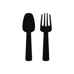 Fork knife spoon graphic symbols. Vector cutlery icons, isolated utensil image or tableware black silhouettes