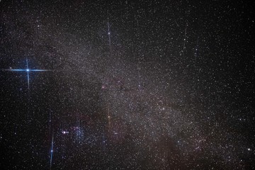 The stars and the milky way in the night sky are very beautiful.