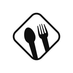 Fork knife spoon graphic symbols. Vector cutlery icons, isolated utensil image or tableware black silhouettes