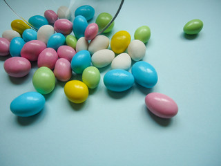 candy in the jar, blue color background