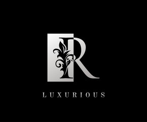 Elegant R Luxury Logo Icon, Vintage Square Silver R Letter Logo Design.